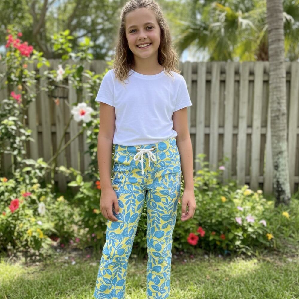 Lilly Pulitzer Cameron Pants Girls 12 Citrus Crush Adjustable Waist